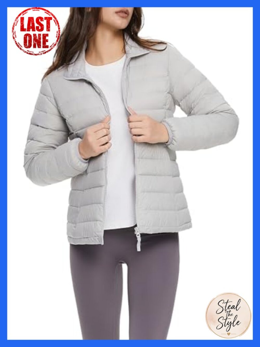 Lightweight Packable Down Puffer Coat Quilted Stand Collar